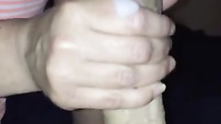 Handjob with cum after waxing