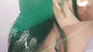 Cute girl does morning blowjob, cumshot in mouth, cum on lips