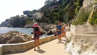 NO PANTIES under Dress & masturbation on PUBLIC trail
