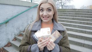 Slowly but surely money makes russian blonde blow