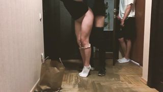 Delivery Man Cum inside me while my Husband Watching - LuvGaru