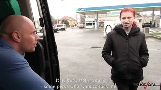 Totally Pierced and Tattooed Wierd Creature Rock the Cock in Driving Car