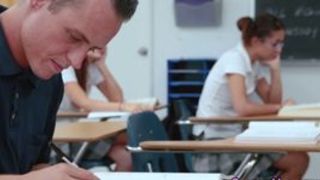 Pigtailed teen in highschool uniform