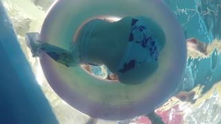 Dating with Jpanese beautiful girl in a public pool