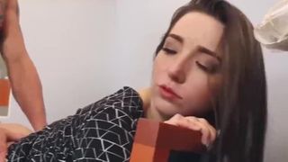 cute petite teen bambi brooks rides a fat cock in the office