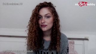 MyDirtyHobby - Curly teen stretches her tight gripping pussy with a fat dildo