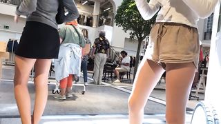 Candid Blonde Teen Ass Cheek Shorts