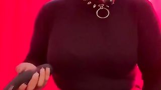 Masked Curvy Woman using Toys Wand Restraints BDSM
