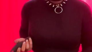 Masked Curvy Woman using Toys Wand Restraints BDSM