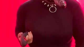 Masked Curvy Woman using Toys Wand Restraints BDSM