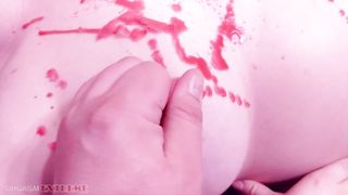 Squeezing her Nipples Covered in Hot Wax - Amateur BDSM