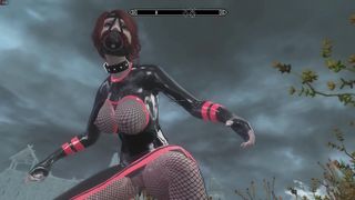 Skyrim - Girl Walking in a Catsuit, getting Fucked and Bound. ( Lil BDSM )