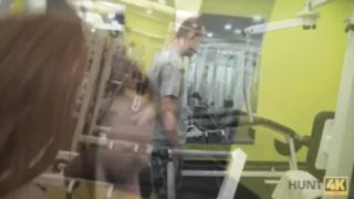 HUNT4K. Slender teen interrupted training to be fucked for money