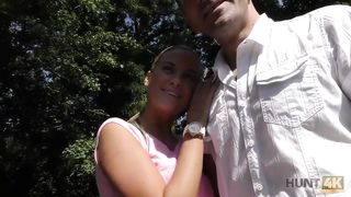 HUNT4K. Man invites couple to his place and fucks teen girl for cash
