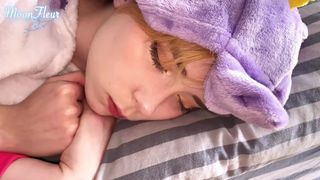 Teen in the Kigurumi Suck and Hardcore Sex after Waking up POV - Facial