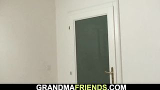 Very old women in lingerie threesome fuck