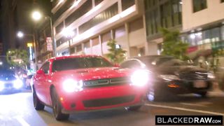 BLACKEDRAW Dark-haired hottie takes on two huge BBCs
