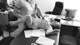 Boss Fucks my Wife at the Office on Hidden Cam. this Secretary is Real Slut