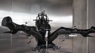 Latex Bondage Stuck Orgasm, Full Latex Catsuit Device Bondage