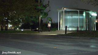 Deep Evening - Russian Jeny Smith walks in public in transparent pantyhose without panties