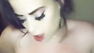 British Dirty Talking Whore gives Oily Titfuck and Gets Tits Covered in Cum