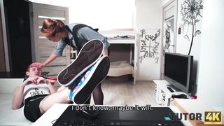 TUTOR4K. Older Redhead Isnt Private Teacher for Man but just a Slut