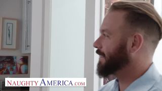 Naughty America - Audrey Bitoni Lets her Husband's Employee Test Drive her Pussy!!