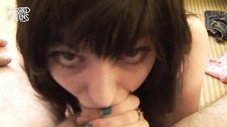 Tall Teen Deepthroats an 8 Inch Cock