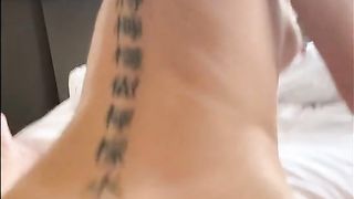 He Fucks me and makes me Cum while his Girlfriend is on the Bed next Door