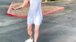 Tattooed Skater Girl Vanessa Vega in Skateboarding and Squirting in Public