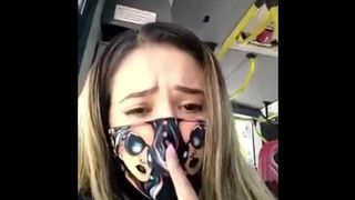 Spanish Babe Masturbating and Squirting on a Public Buss under Quarantine