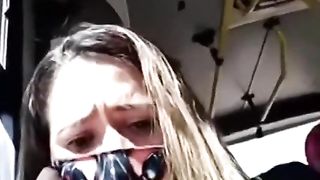 Spanish Babe Masturbating and Squirting on a Public Buss under Quarantine