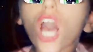 Real young whore from Snapchat with Disney face sucking my dick. Pov