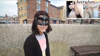 Walk with Cum on Face, Facial Cumshot Outdoors in a Public Place