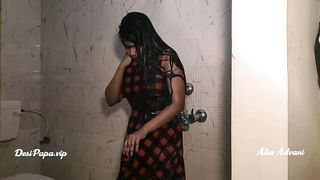 beautiful Indian desi bollywood model Alia Advani in bathroom taking shower