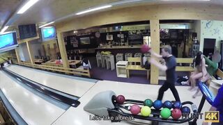 HUNT4K. Couple is tired of bowling, guy wants money, chick wants sex