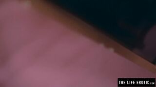 Close ups of puffy nippled milf masturbating hard on a balloon