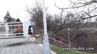 Crazy Czech Girls are Peeing in the Middle of the City and get Caught