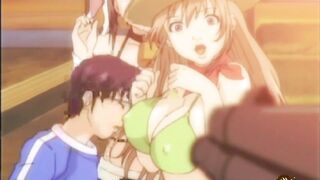 Nerd gets dick between busty babes tits - Boobalicious - Hentai.xxx