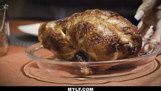 Busty Stepmom Fucks Son for Thanksgiving