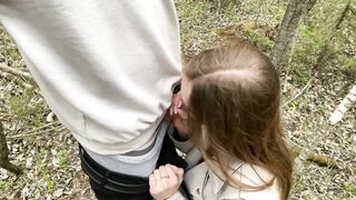 Sucked off in the Forest to the Sound of Birds Risky Blowjob in the Forest