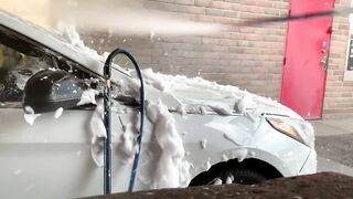 TESSA TASTY SQUIRTS AT THE CAR WASH - Risky Public Masturbation