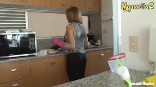 Cleaning lady cleans your cock 2