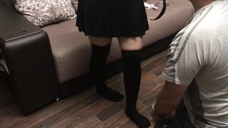 Femdome Mistress Bounded Slave and Footjob Masturbation