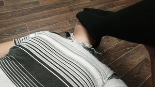 Slave Kisses Legs Knee Socks and Masturbates