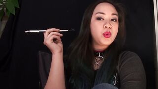 Smoking Fetish Asian Girl in Slave Collar