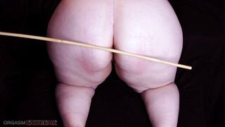 Big Ass Chubby PAWG Slave Girl Butt Caning for Pale Step Sister - 50 Strokes on her Booty & Orgasm!