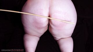 Big Ass Chubby PAWG Slave Girl Butt Caning for Pale Step Sister - 50 Strokes on her Booty & Orgasm!