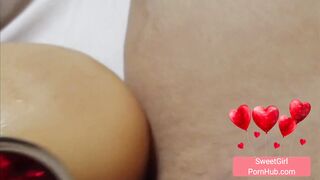Lesbian Tribbing - Submissive Girl made to take Buttplug in Ass while I Trib & Hump her Pussy Hard