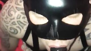 Slave Cums on Strap on and Eats it up